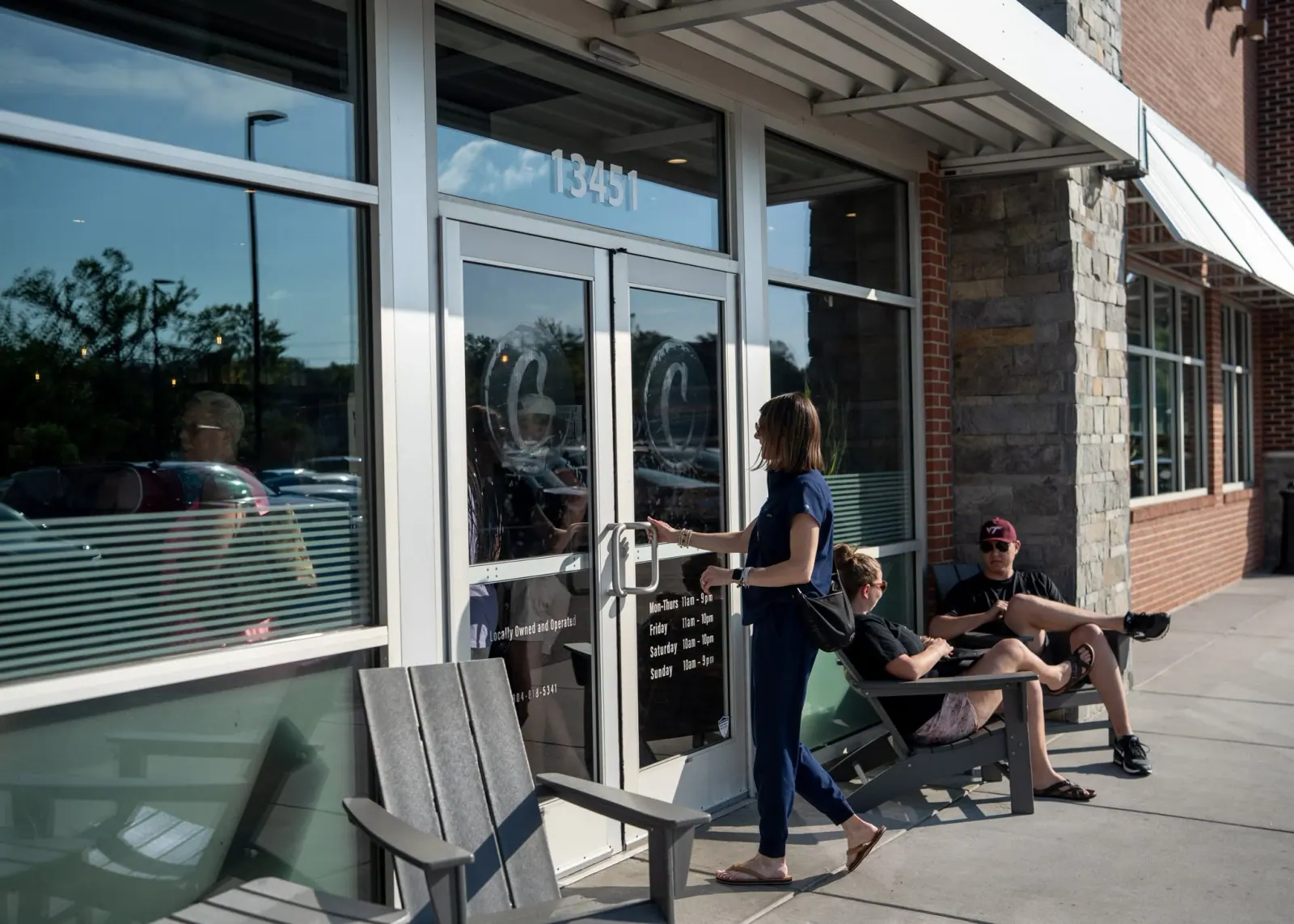 The Charred Swift Creek storefront and patio entrance
